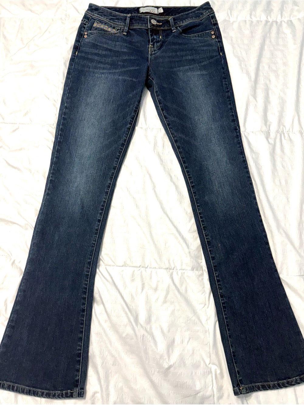 Mid-Rise Dark Indigo Bootcut Jeans for Women